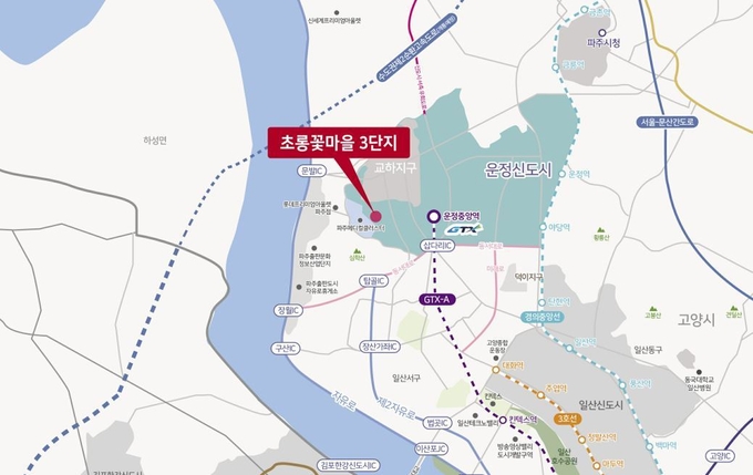 파주운정3지구내 '초롱꽃마을' 위치도(사진설명)